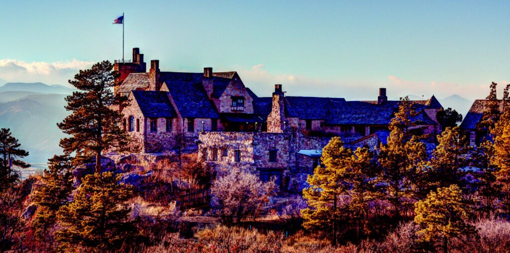 Cherokee Castle sits atop a bluff overlooking a majestic 200-mile vista stretching from Pike’s Peak to Long’s Peak. Photo by Paul DiSalvo