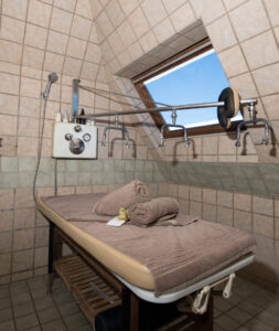 The Vichy Room boasts a state-of-the-art body treatment.