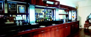 A focal point in the retail area is a classic Deco bar originally from a Chicago establishment that was contolled by gangsters.